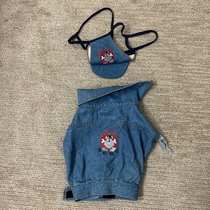 Warner Bros dog denim vest and matching hat